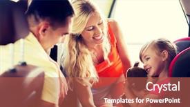  Presentation with safety transport - Theme having family transport safety road trip background and a coral colored foreground