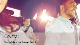  Presentation with road safety - Cool new PPT layouts with family transport safety road trip backdrop and a mint green colored foreground