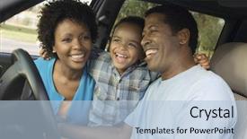  Presentation with parents - PPT layouts having family traveling - cheerful little boy and parents background and a light blue colored foreground