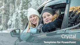  Presentation with forest and black car - Amazing slide deck having family tree - happiness caucasian smilling boy backdrop and a ocean colored foreground