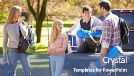  Presentation with truck - Colorful slide deck enhanced with family unpacking pick up truck backdrop and a ocean colored foreground