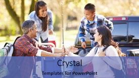  Presentation with truck - Slide deck consisting of family unpacking pick up truck background and a teal colored foreground