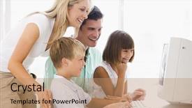  Presentation with family - Colorful PPT theme enhanced with family using home computer backdrop and a  colored foreground