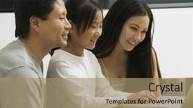  Presentation with family - Cool new presentation design with time laps - family using laptop backdrop and a coral colored foreground