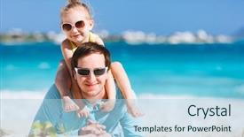  Presentation with daughter - Cool new theme with family vacation - happy father and his adorable backdrop and a light blue colored foreground