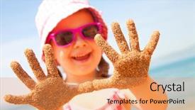  Presentation with resort - Presentation theme having family vacation - little girl have a good background and a coral colored foreground