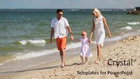  Presentation with adoption - Amazing PPT theme having family vacation adoption and people concept - happy man woman and little girl in sunglasses walking on summer beach backdrop and a soft green colored foreground