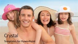  Presentation with vacation - Theme featuring family vacation at the beach background and a coral colored foreground