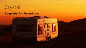  Presentation with caravan - PPT theme enhanced with family-vacation-travel-holiday-trip background and a gold colored foreground