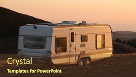  Presentation with caravan - Presentation theme with family-vacation-travel-holiday-trip background and a tawny brown colored foreground
