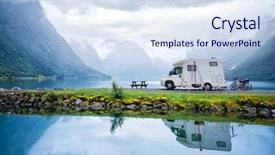  Presentation with holiday - Colorful presentation theme enhanced with family vacation travel rv holiday backdrop and a sky blue colored foreground