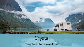  Presentation with caravan - PPT theme having family vacation travel rv holiday background and a light blue colored foreground