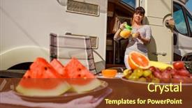  Presentation with orange juice - PPT theme consisting of trailer food - family vacation travel rv holiday background and a tawny brown colored foreground