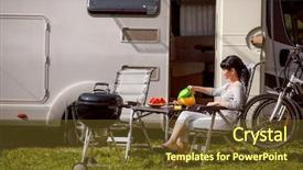  Presentation with orange juice - PPT theme having trailer food - family vacation travel rv holiday background and a tawny brown colored foreground