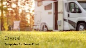  Presentation with vacation - PPT theme consisting of family vacation travel rv holiday trip in motorhome caravan car vacation beautiful nature norway natural landscape background and a yellow colored foreground