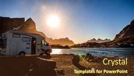  Presentation with beautiful nature - Presentation design enhanced with family vacation travel rv holiday trip in motorhome caravan car vacation beautiful nature norway natural landscape background and a tawny brown colored foreground