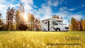  Presentation with vacation - Colorful slides enhanced with family-vacation-travel-rv-holiday backdrop and a gold colored foreground