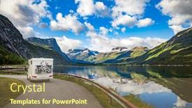  Presentation with beautiful nature - Cool new presentation with family-vacation-travel-rv-holiday backdrop and a violet colored foreground