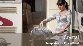  Presentation with caravan - Slide deck consisting of family-vacation-travel-rv-holiday background and a tawny brown colored foreground