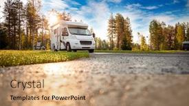  Presentation with vacation - PPT theme featuring family-vacation-travel-rv-holiday background and a coral colored foreground