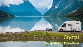  Presentation with holiday - Audience pleasing presentation theme consisting of family-vacation-travel-rv-holiday backdrop and a tawny brown colored foreground