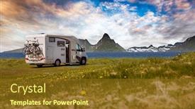  Presentation with vacation - PPT theme consisting of family-vacation-travel-rv-holiday background and a tawny brown colored foreground