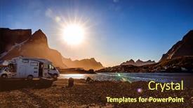  Presentation with vacation - Slide set consisting of family-vacation-travel-rv-holiday background and a tawny brown colored foreground