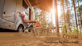 Presentation with vacation - Audience pleasing slide set consisting of family-vacation-travel-rv-holiday backdrop and a coral colored foreground