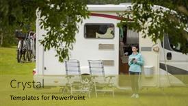  Presentation with caravan - Slides having family-vacation-travel-rv-holiday background and a yellow colored foreground