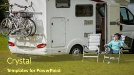  Presentation with caravan - Theme enhanced with family-vacation-travel-rv-holiday background and a tawny brown colored foreground