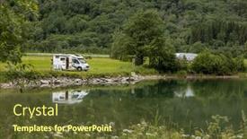  Presentation with caravan - Slides consisting of family-vacation-travel-rv-holiday background and a tawny brown colored foreground