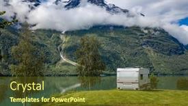  Presentation with caravan - PPT theme with family-vacation-travel-rv-holiday background and a tawny brown colored foreground