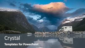  Presentation with caravan - Presentation design having family-vacation-travel-rv-holiday background and a gray colored foreground