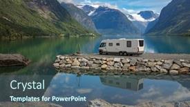  Presentation with caravan - Slide deck enhanced with family-vacation-travel-rv-holiday background and a ocean colored foreground