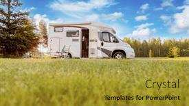 Presentation with caravan - Presentation with family-vacation-travel-rv-holiday background and a gold colored foreground