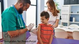 Presentation with medical - Presentation theme with family-vaccinating-child-having-medical background and a red colored foreground