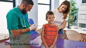  Presentation with clinic - Presentation consisting of family-vaccinating-child-having-medical background and a red colored foreground