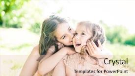  Presentation with family values - Presentation design enhanced with family values - happy kids playing outdoor background and a lemonade colored foreground