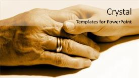  Presentation with family values - Beautiful presentation design featuring family values - young and old hand together backdrop and a lemonade colored foreground