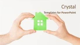  Presentation with green house - Colorful presentation design enhanced with family values paper - closeup picture of woman backdrop and a  colored foreground