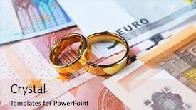  Presentation with golden wedding - Slides consisting of family values paper - golden wedding rings on euro background and a coral colored foreground