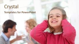  Presentation with violence child - Colorful slide set enhanced with family violence - child hiding her ears backdrop and a cream colored foreground