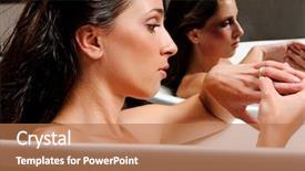  Presentation with domestic abuse - Beautiful slides featuring family violence - woman relaxing in bathtub backdrop and a coral colored foreground