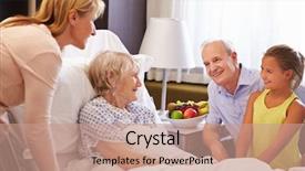  Presentation with hospital bed - Slide set enhanced with family visit to grandmother background and a coral colored foreground