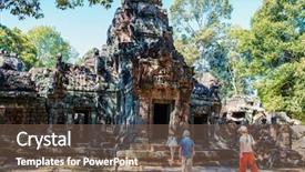  Presentation with archaeological - Theme enhanced with family visiting ancient ta som background and a tawny brown colored foreground