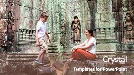  Presentation with ancient - PPT theme with family visiting ancient ta som background and a violet colored foreground