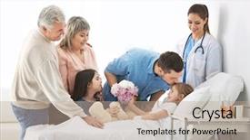  Presentation with nurse visiting family a new born - Cool new theme with family visiting little girl backdrop and a coral colored foreground