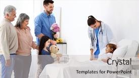  Presentation with medic - PPT theme featuring family visiting little girl background and a light gray colored foreground