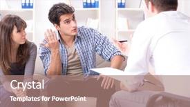  Presentation with family - Slide set having family visiting psychologist for family background and a coral colored foreground