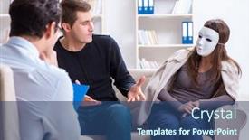  Presentation with family - Cool new presentation theme with family visiting psychologist for family problem backdrop and a ocean colored foreground